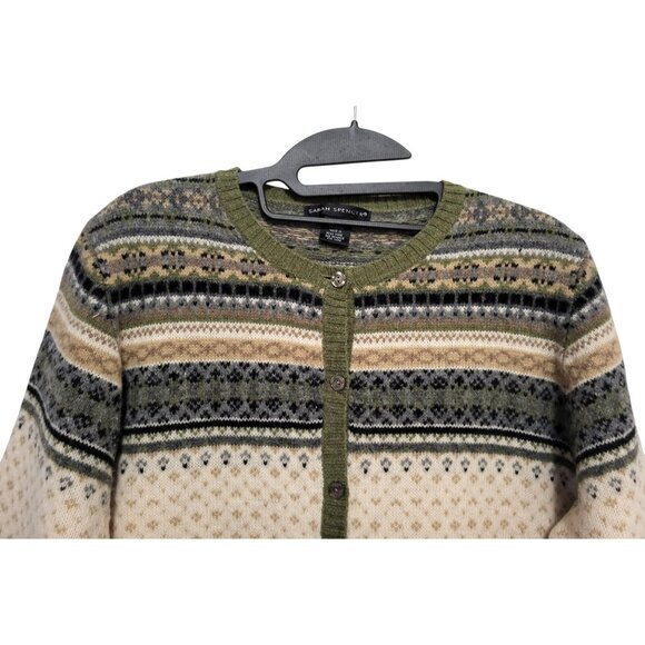 Vintage Fair Isle Lambswool Cardigan Nordic Knit Sweater - Picture 4 of 11